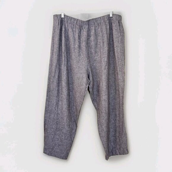 Anne Klein Pants Women XL Gray Pull On Cropped Linen Blend Office Capsule Mature - Picture 2 of 16